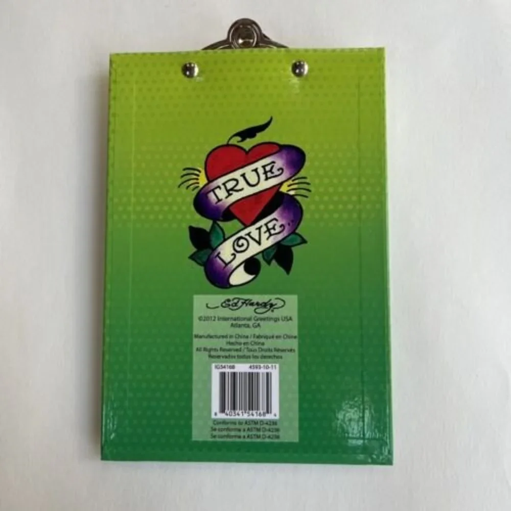 Ed Hardy Green “TRUE LOVE” Stationary Spiral Notebook & Clipboard With PadGr